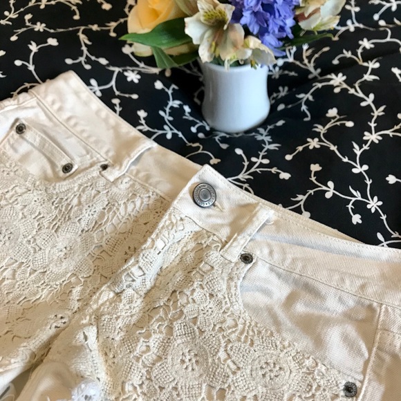 Denim Lace-y Short Shorts - Picture 3 of 5